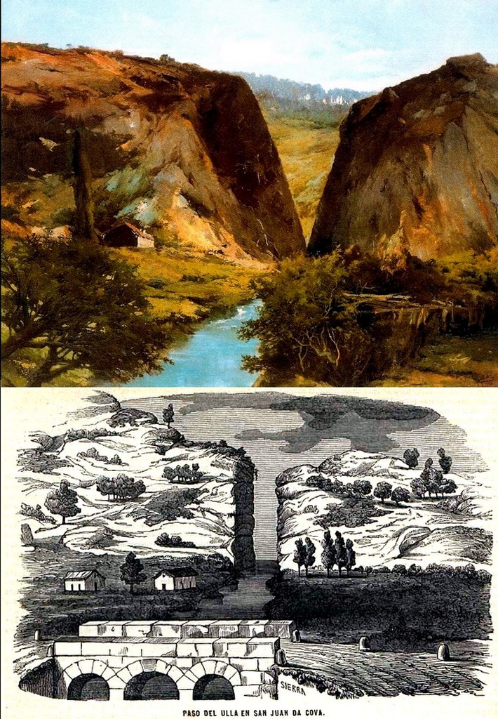Ampliar: San Xoán da Cova, Vedra, paso do Ulla.Pintura O. Murguía.